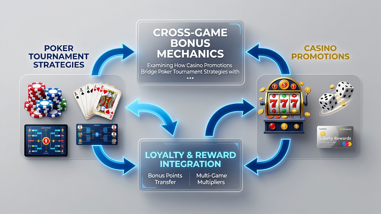 Diagram van hoe bonusmechanismen poker strategieën synchroniseren met slot jackpot benaderingen