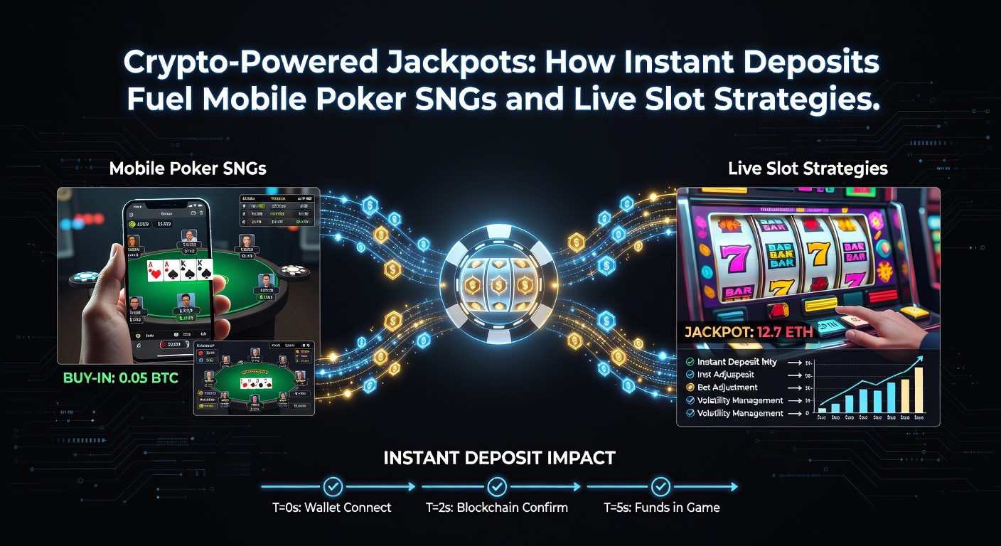 Grafiek met stijgende crypto-jackpots in mobiele poker SNG's en live slots, inclusief blockchain-transactie flowchart