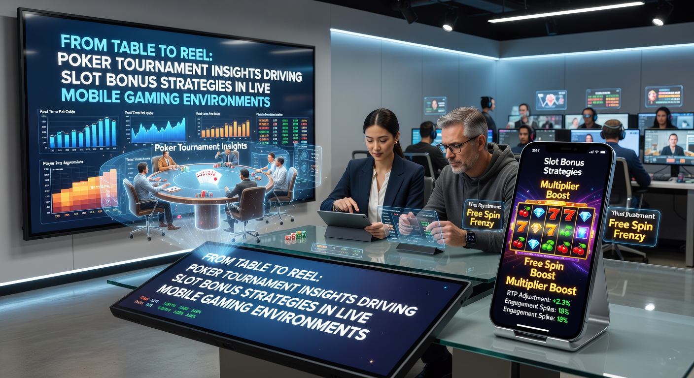 Pokertoernooi spelers en mobiele slot interfaces die strategieën combineren in live gaming omgevingen