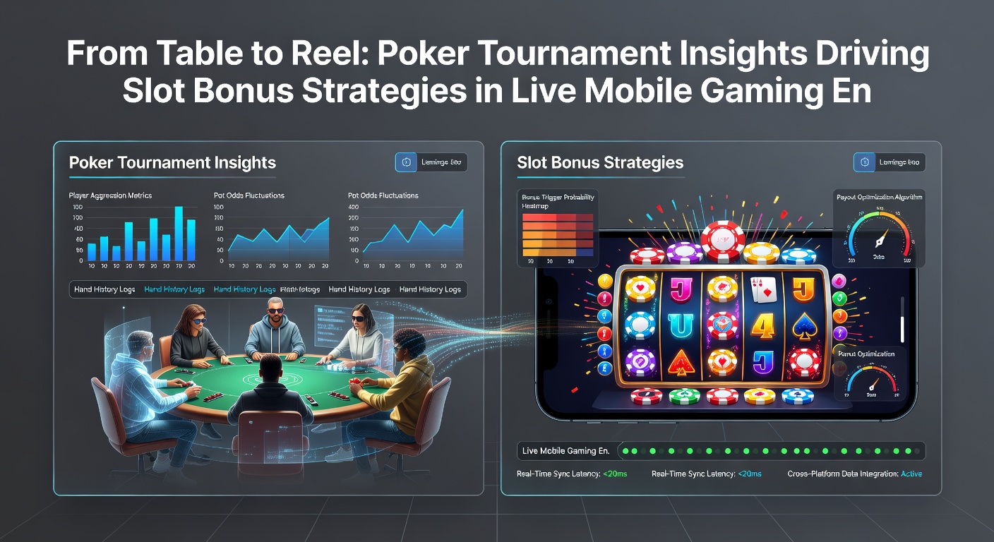 Mobiele schermen met live dealer en slotbonus overlays die pokerstrategieën integreren