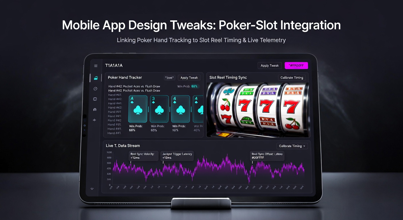 Detail van mobiele app met live synchronisatie tussen poker tracking, slot timing en tafel bonussen