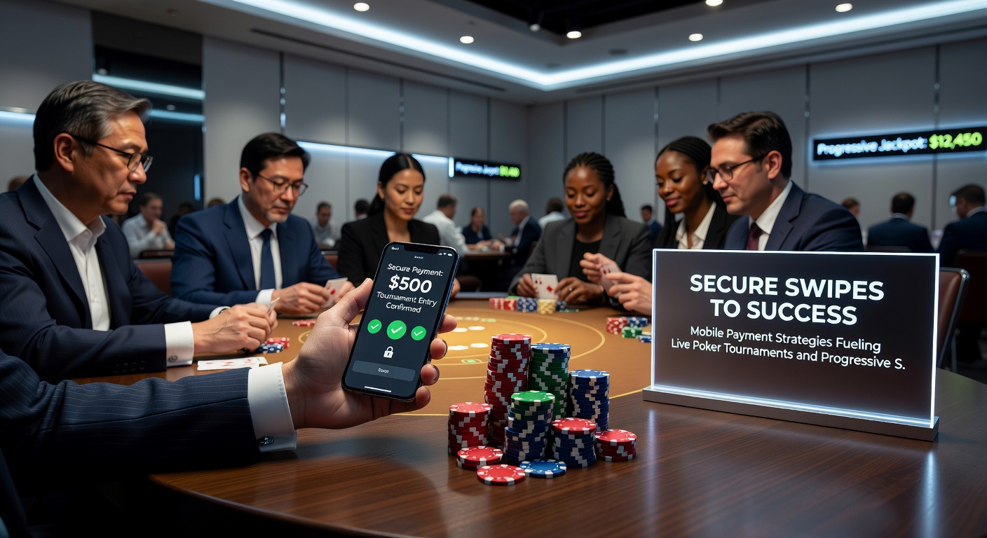 Progressieve jackpot slot met mobiele betaalinterface op smartphone, symboliserend snelle inzetten voor grote winsten