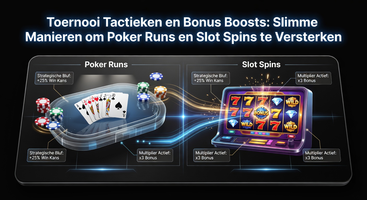 Speler aan poker tafel met slot machine op achtergrond, symboliserend gecombineerde strategieën